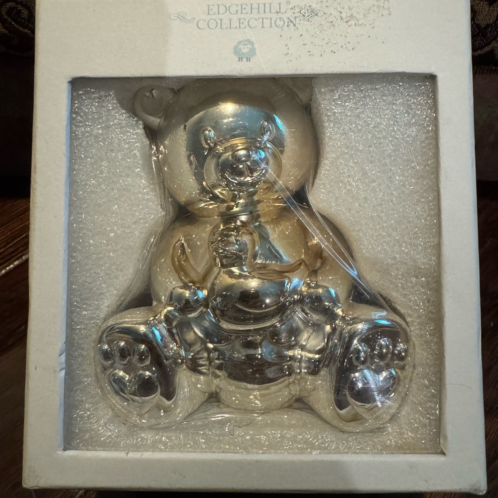 Edgehill Collection Silver Plated Teddy Bear Bank